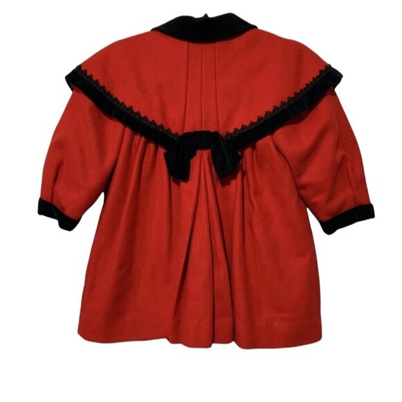 Vintage Wool Rothschild Velvet Detailed Pleated Coat Union Tag USA - Picture 5 of 8